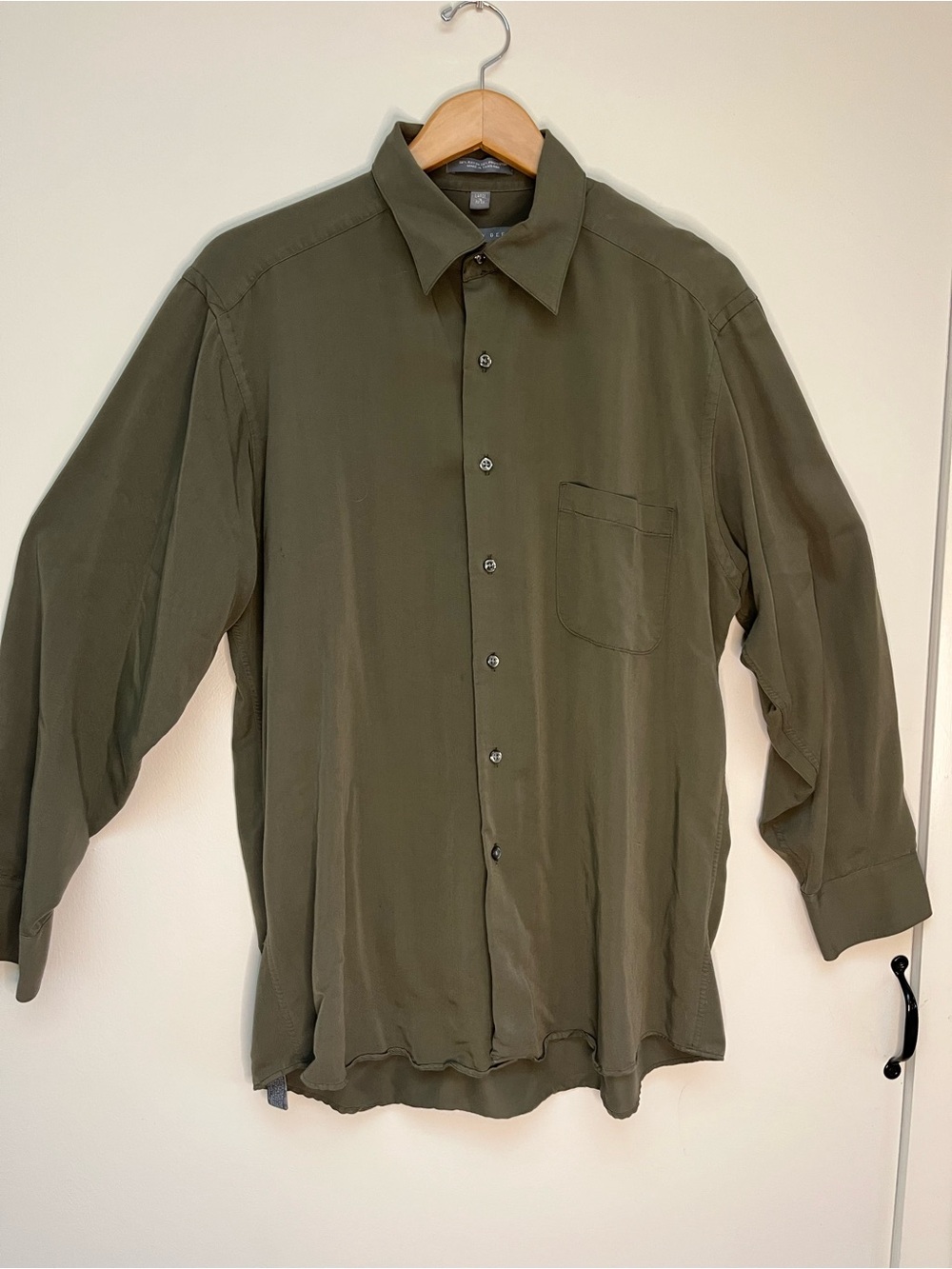 Geoffrey Beene Men's Olive Green Button-Up Dress Shirt